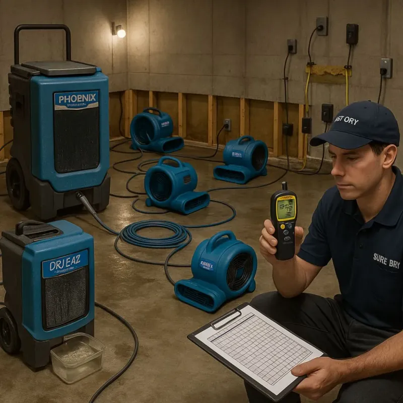 Structural Drying and Dehumidification process in Moonachie, NJ